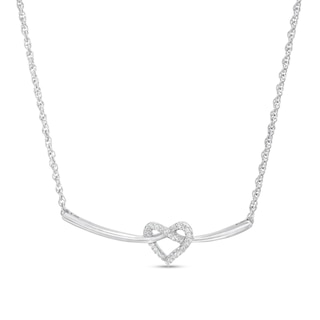 0.04 CT. T.W. Diamond Heart-Shaped Knot Necklace in Sterling Silver