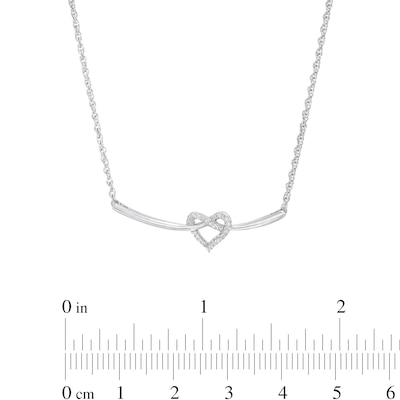 0.04 CT. T.W. Diamond Heart-Shaped Knot Necklace in Sterling Silver