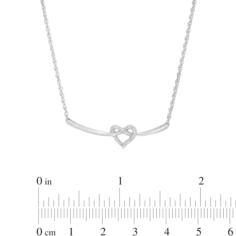 0.04 CT. T.W. Diamond Heart-Shaped Knot Necklace in Sterling Silver|Peoples Jewellers