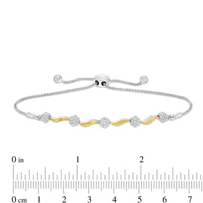 0.40 CT. T.W. Composite Diamond Wavy Bolo Bracelet in Sterling Silver and 10K Gold - 9.5"