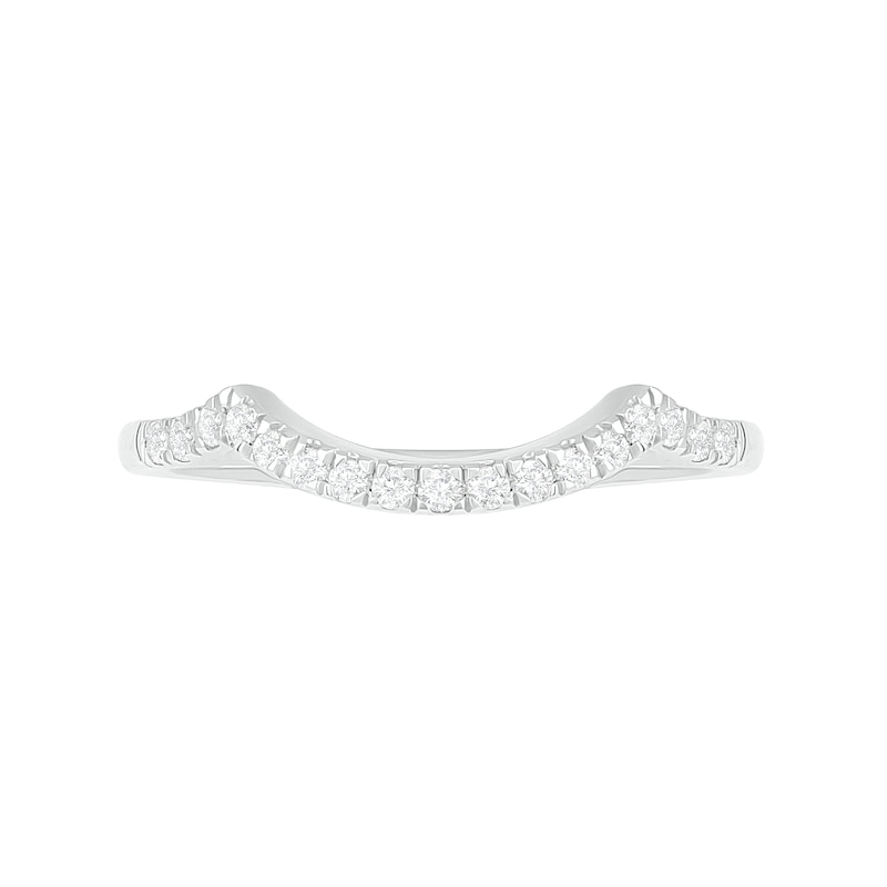 6.0mm White Lab-Created Sapphire Swirl Frame Twist Split Shank Bridal Set in Sterling Silver|Peoples Jewellers