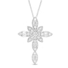 Thumbnail Image 1 of 0.50 CT. T.W. Baguette and Round Diamond Vintage-Style Cross Pendant in 10K White Gold