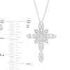 Thumbnail Image 3 of 0.50 CT. T.W. Baguette and Round Diamond Vintage-Style Cross Pendant in 10K White Gold