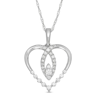 0.33 CT. T.W. Diamond Heart Pendant in 10K White Gold