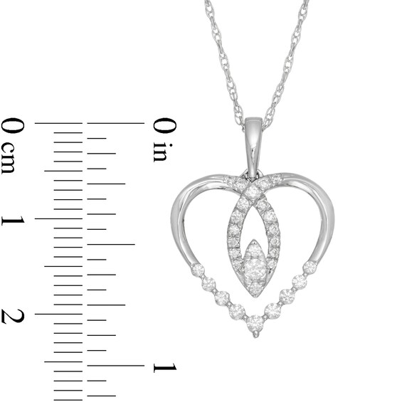 0.33 CT. T.W. Diamond Heart Pendant in 10K White Gold