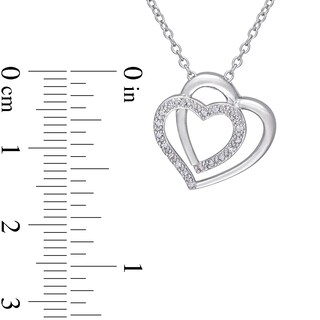 0.10 CT. T.W. Diamond Double Heart Pendant in Sterling Silver