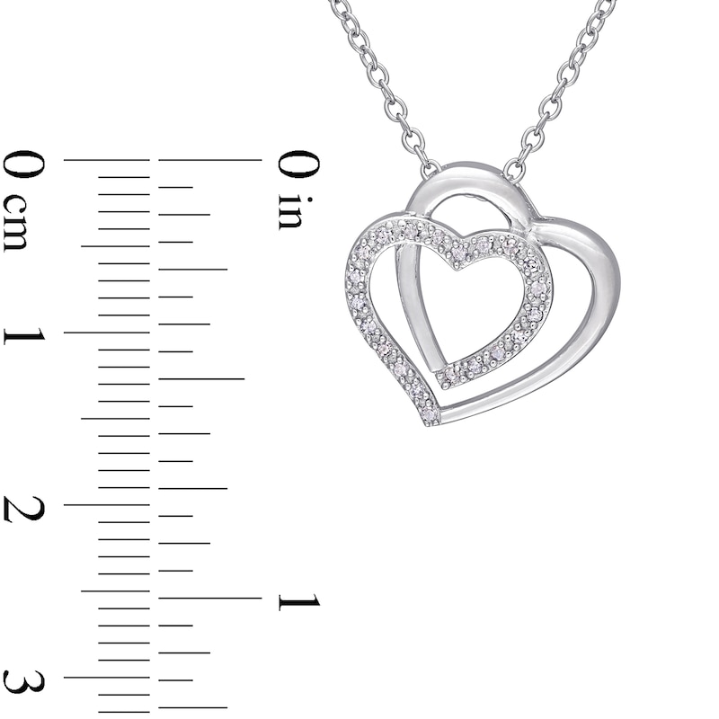 0.10 CT. T.W. Diamond Double Heart Pendant in Sterling Silver