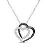 Thumbnail Image 0 of 0.10 CT. T.W. Diamond Double Heart Pendant in Sterling Silver and Black Rhodium