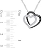 0.10 CT. T.W. Diamond Double Heart Pendant in Sterling Silver and Black Rhodium