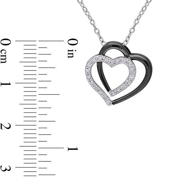 0.10 CT. T.W. Diamond Double Heart Pendant in Sterling Silver and Black Rhodium