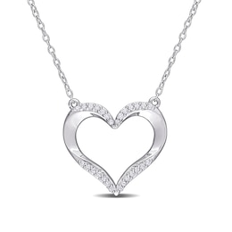 0.14 CT. T.W. Diamond Heart Necklace in Sterling Silver - 17&quot;