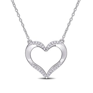 0.14 CT. T.W. Diamond Heart Necklace in Sterling Silver - 17"