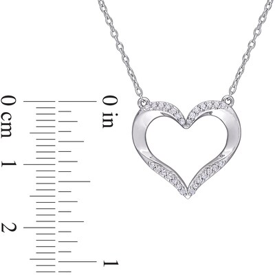 0.14 CT. T.W. Diamond Heart Necklace in Sterling Silver - 17"