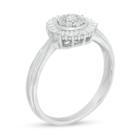 0.25 CT. T.W. Composite Diamond Starburst Frame Promise Ring in Sterling Silver