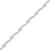 1.00 CT. T.W. Diamond Wavy Flower Station Bracelet in Sterling Silver - 7.25"