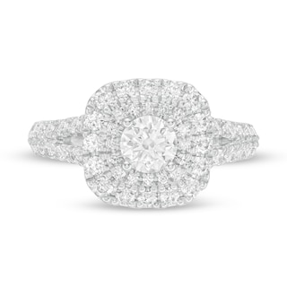 Vera Wang Love Collection 1.45 CT. T.W. Diamond Double Cushion Frame Engagement Ring in 14K White Gold