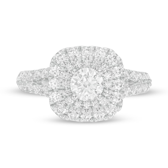 Vera Wang Love Collection 1.45 CT. T.W. Diamond Double Cushion Frame Engagement Ring in 14K White Gold