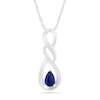 Thumbnail Image 0 of Pear-Shaped Lab-Created Blue and White Sapphire Cascading Infinity Pendant in Sterling Silver