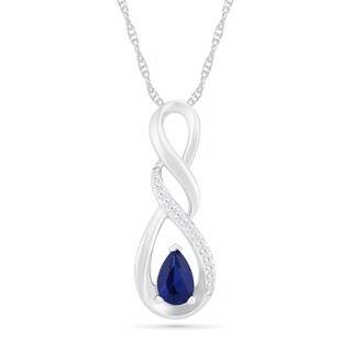 Pear-Shaped Lab-Created Blue and White Sapphire Cascading Infinity Pendant in Sterling Silver