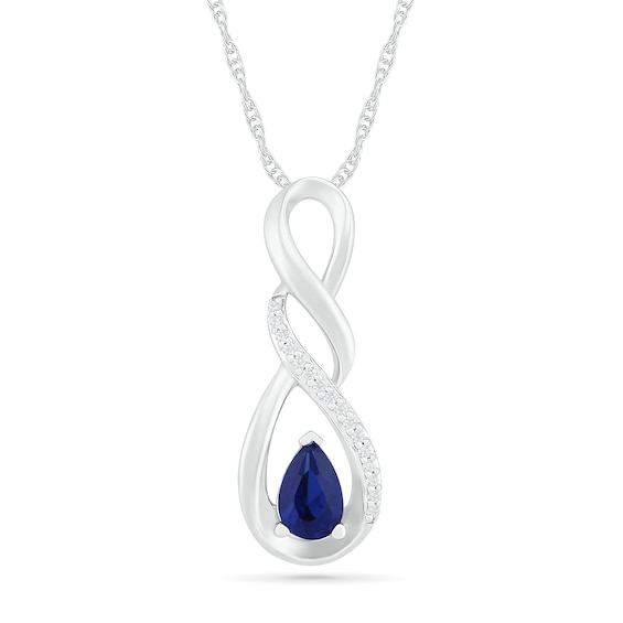 Pear-Shaped Lab-Created Blue and White Sapphire Cascading Infinity Pendant in Sterling Silver