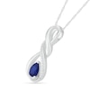 Pear-Shaped Lab-Created Blue and White Sapphire Cascading Infinity Pendant in Sterling Silver