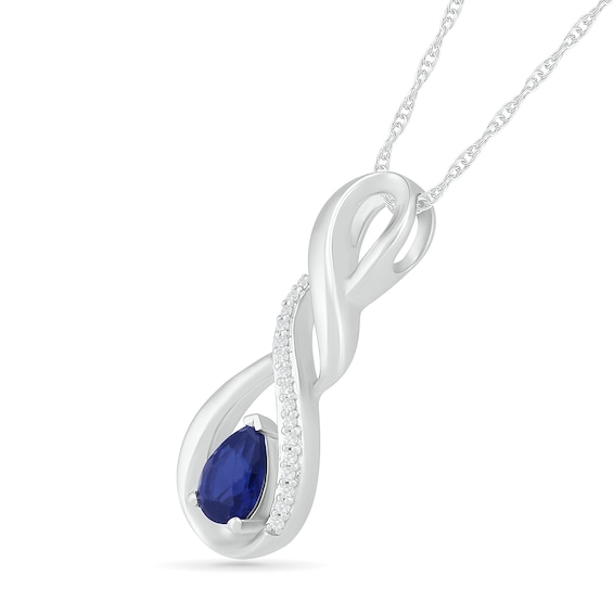 Pear-Shaped Lab-Created Blue and White Sapphire Cascading Infinity Pendant in Sterling Silver