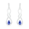 Pear-Shaped Lab-Created Blue and White Sapphire Cascading Infinity Drop Earrings in Sterling Silver