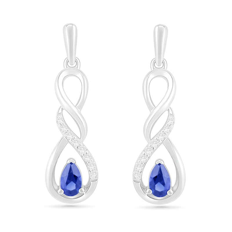 Pear-Shaped Lab-Created Blue and White Sapphire Cascading Infinity Drop Earrings in Sterling Silver|Peoples Jewellers