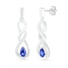 Thumbnail Image 2 of Pear-Shaped Lab-Created Blue and White Sapphire Cascading Infinity Drop Earrings in Sterling Silver