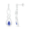 Thumbnail Image 3 of Pear-Shaped Lab-Created Blue and White Sapphire Cascading Infinity Drop Earrings in Sterling Silver