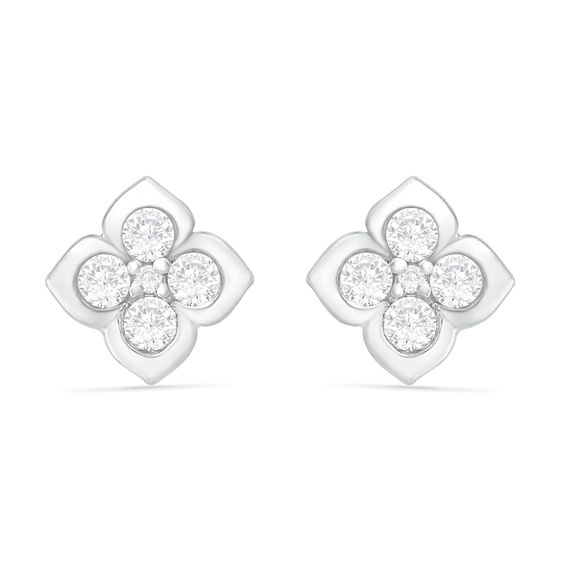 Lab-Created White Sapphire Flower Stud Earrings in Sterling Silver