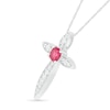 Thumbnail Image 1 of 4.0mm Lab-Created Ruby and White Sapphire Vintage-Style Cross Pendant in Sterling Silver