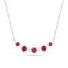 Lab-Created Ruby and White Sapphire Graduated Five Stone Curved Bar Necklace in Sterling Silver