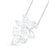 Pear-Shaped and Marquise Lab-Created White Sapphire Leaf Cluster Necklace in Sterling Silver