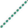 Thumbnail Image 0 of 4.0mm Lab-Created Emerald and White Sapphire Duo Link Alternating Line Bracelet in Sterling Silver - 7.25"