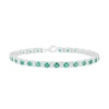 Thumbnail Image 1 of 4.0mm Lab-Created Emerald and White Sapphire Duo Link Alternating Line Bracelet in Sterling Silver - 7.25"