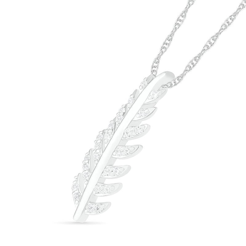 Lab-Created White Sapphire Feather Pendant in Sterling Silver|Peoples Jewellers