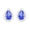 Pear-Shaped Lab-Created Blue and White Sapphire Frame Teardrop Earrings in Sterling Silver