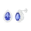 Thumbnail Image 2 of Pear-Shaped Lab-Created Blue and White Sapphire Frame Teardrop Earrings in Sterling Silver