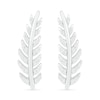 Lab-Created White Sapphire Feather Curved Crawler Earrings in Sterling Silver