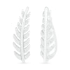 Lab-Created White Sapphire Feather Curved Crawler Earrings in Sterling Silver