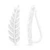 Lab-Created White Sapphire Feather Curved Crawler Earrings in Sterling Silver