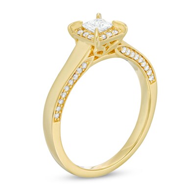 0.45 CT. T.W. Princess-Cut Diamond Frame Engagement Ring in 14K Gold (I/I2)