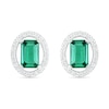 Emerald-Cut Lab-Created Emerald and White Sapphire Open Oval Frame Drop Earrings in Sterling Silver