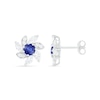 Thumbnail Image 2 of 4.0mm Lab-Created Blue and White Sapphire Swirl Petal Frame Flower Stud Earrings in Sterling Silver