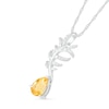 Thumbnail Image 1 of Pear-Shaped Citrine Drop and Diamond Accent Leafy Branch Pendant in Sterling Silver