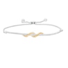 Thumbnail Image 0 of 0.25 CT. T.W. Diamond Bar with Overlay Bolo Bracelet in 10K Two-Tone Gold - 9.5"