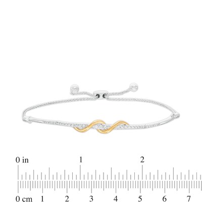 0.25 CT. T.W. Diamond Bar with Overlay Bolo Bracelet in 10K Two-Tone Gold - 9.5"