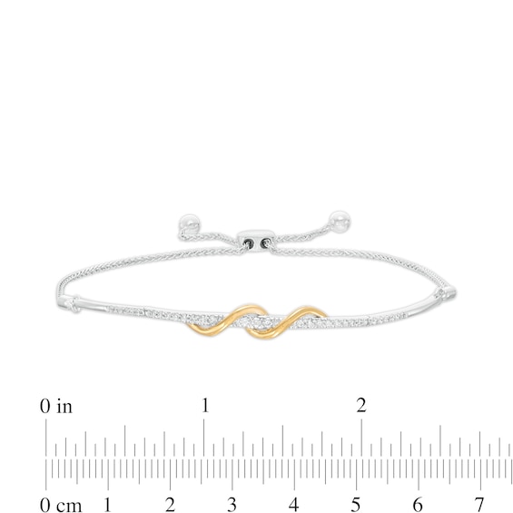 0.25 CT. T.W. Diamond Bar with Overlay Bolo Bracelet in 10K Two-Tone Gold - 9.5"