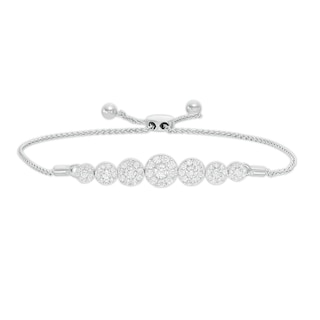 1.00 CT. T.W. Composite Diamond Seven Stone Bolo Bracelet in 10K White Gold - 9.0"